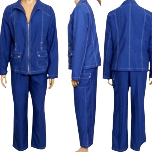 MONTEREY BAY Women's Navy Blue Windbreaker Set Jacket Size XL Pants Size PL - Picture 13 of 16